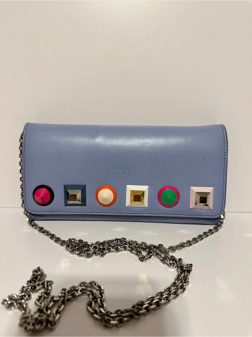 Fendi ❤️🌟 Lavender Leather Crossbody with Multicolor Studs ⭐️
